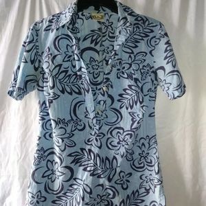 1 Go Barefoot Hawaiian Tradition Woman's Shirt Blu